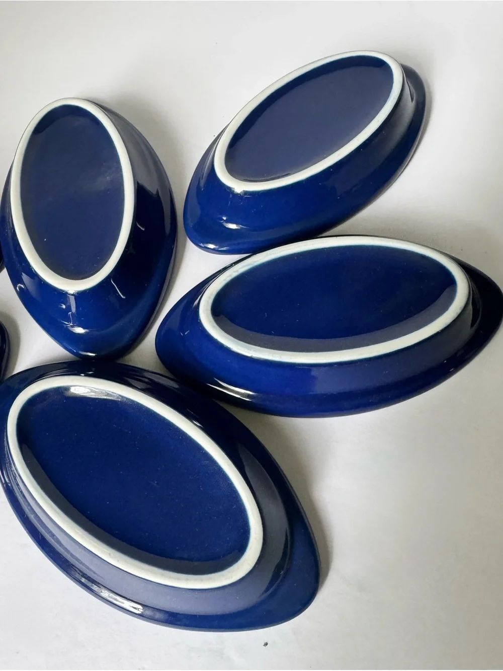 Ceramic Dishes 6.5” x 3.5” Set Of 6 Sauce Casserole Cobalt Blue Oval Dish NEW